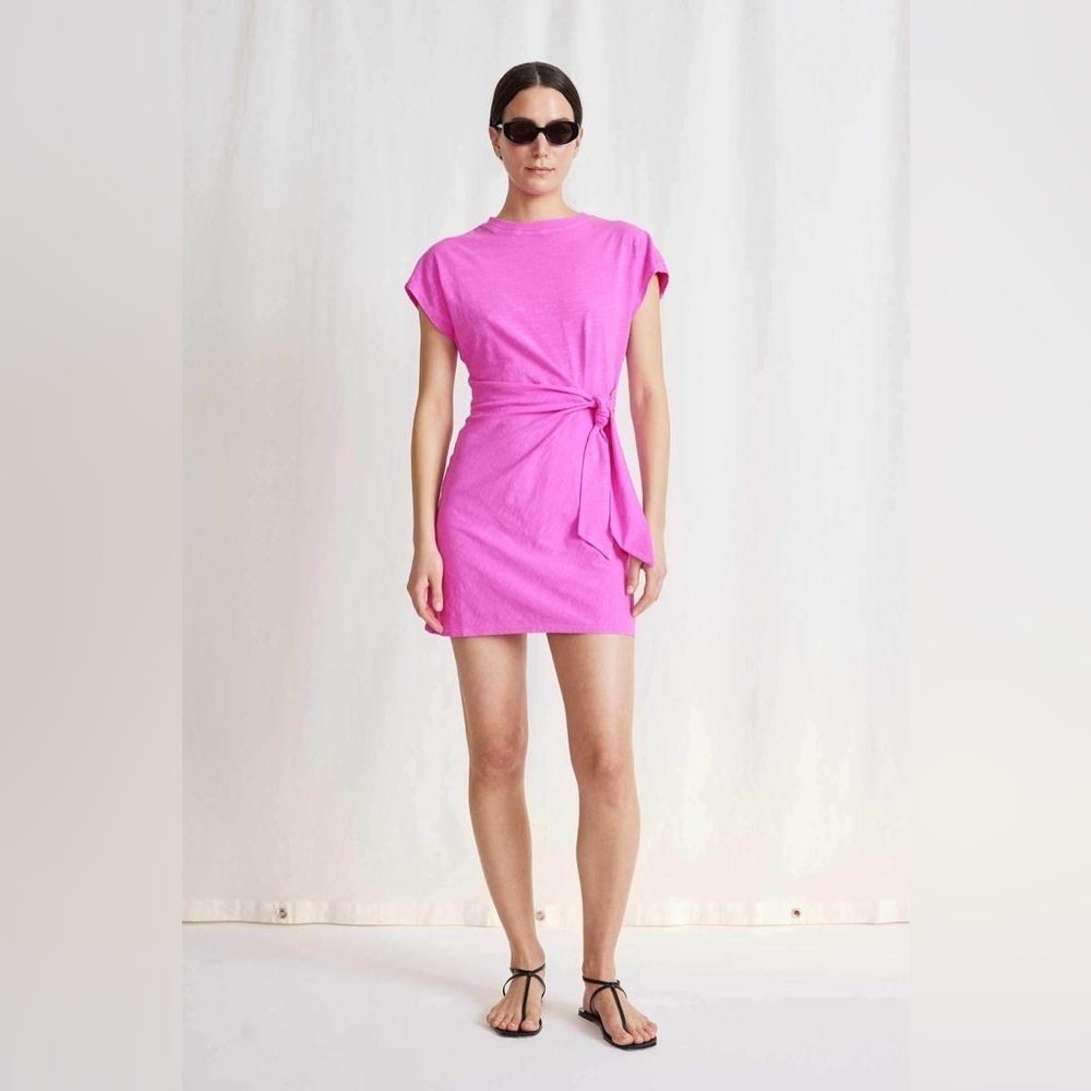 NWT Apiece Apart Tuckernuck Nina Cinched Mini Dress - Short Sleeve Fuchsia Sz 2X